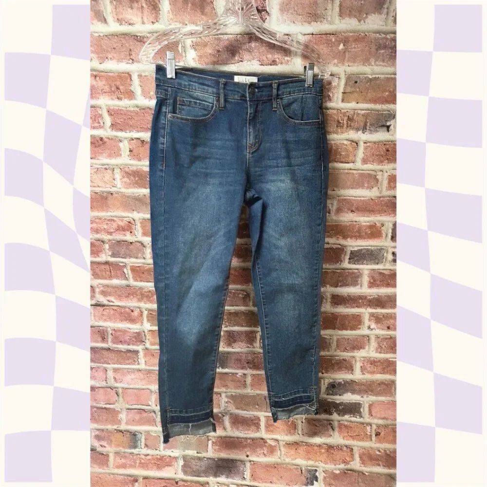 Nicole Miller Skinny Cuffed Jeans – Women’s Size 6 Blue Mid Rise Distressed Hem